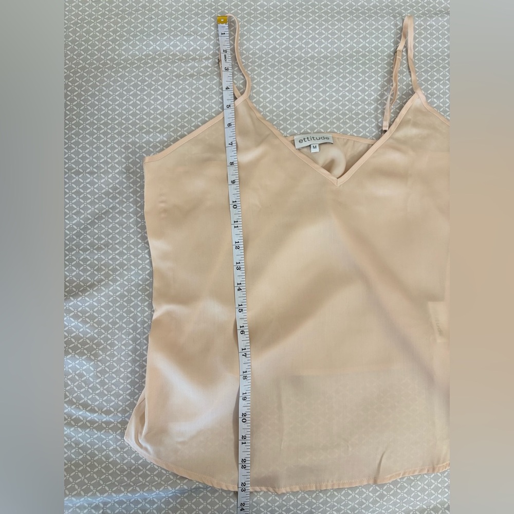 New Medium Ettitude Beige Sateen Bamboo V Neck Camisole - Picture 11 of 16